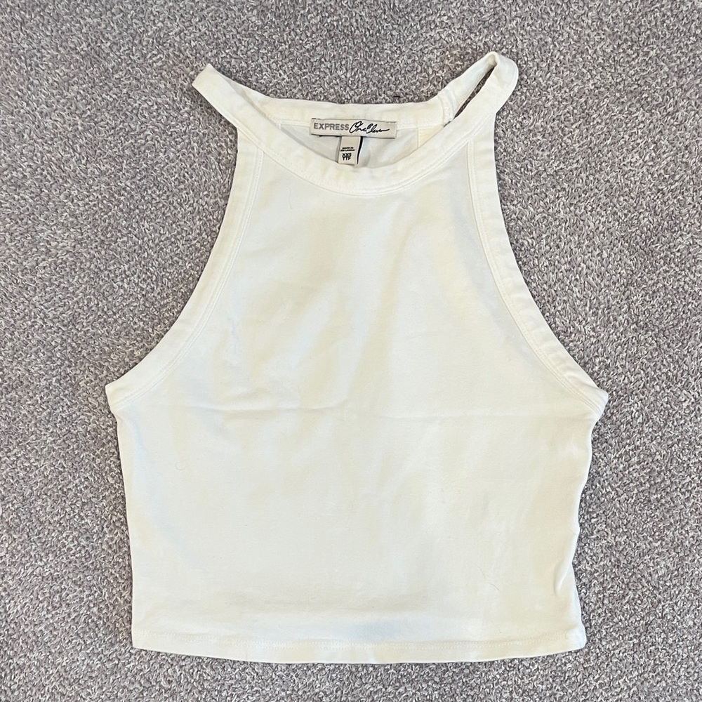 Express Ivory Sleeveless Crop Top